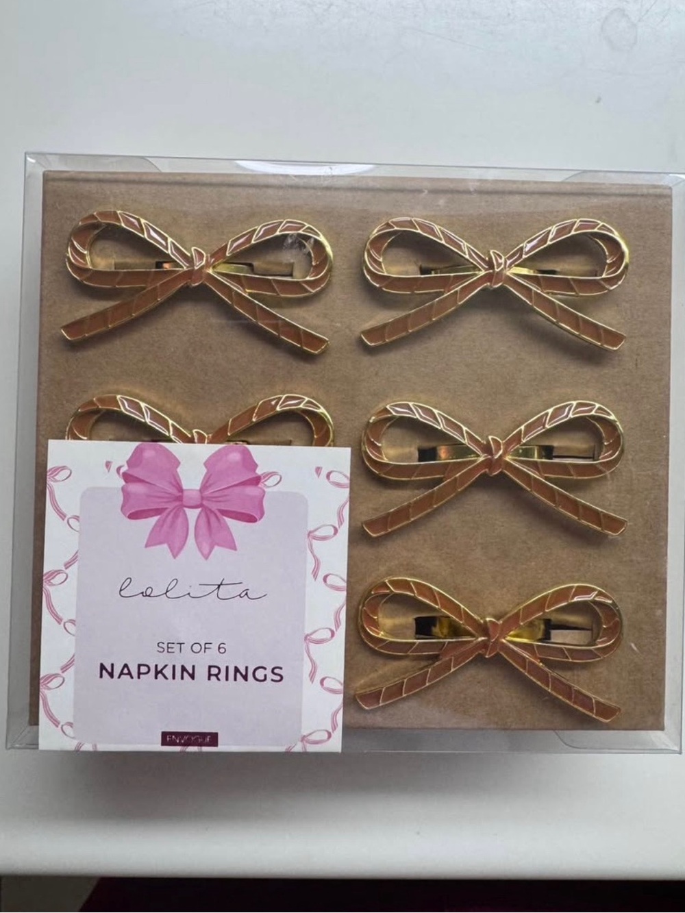 Lolita Pink and Gold Napkin Rings - Set of 6